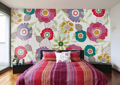 Beatiful-Flowers-Murals-on-Girls-Bedroom-Interior-Design